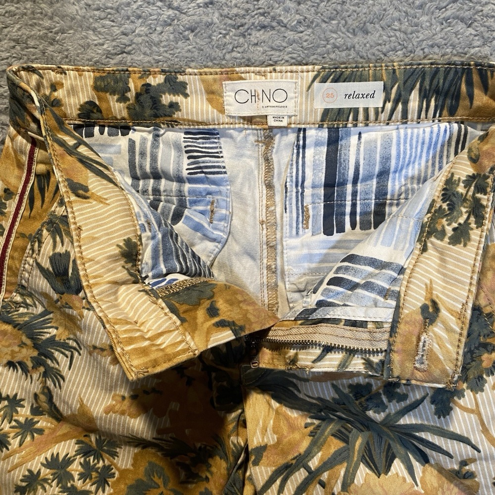 Anthropologie Womens Pants Tropical Floral Print Relaxed Size 25 Straight Beach‎ - Picture 5 of 13